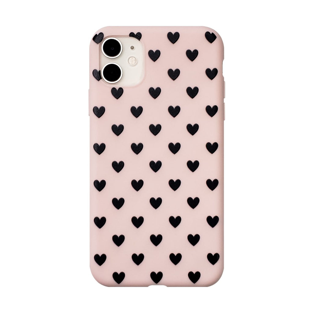 Funda para iPhone 7, 8, XR, 11 - Case Pink Black Hearts